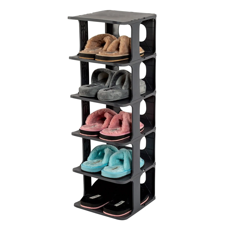 RANGE CHAUSSURES 5 NIVEAUX 28*25*80 CM (MIXE NOIR-GRIS)