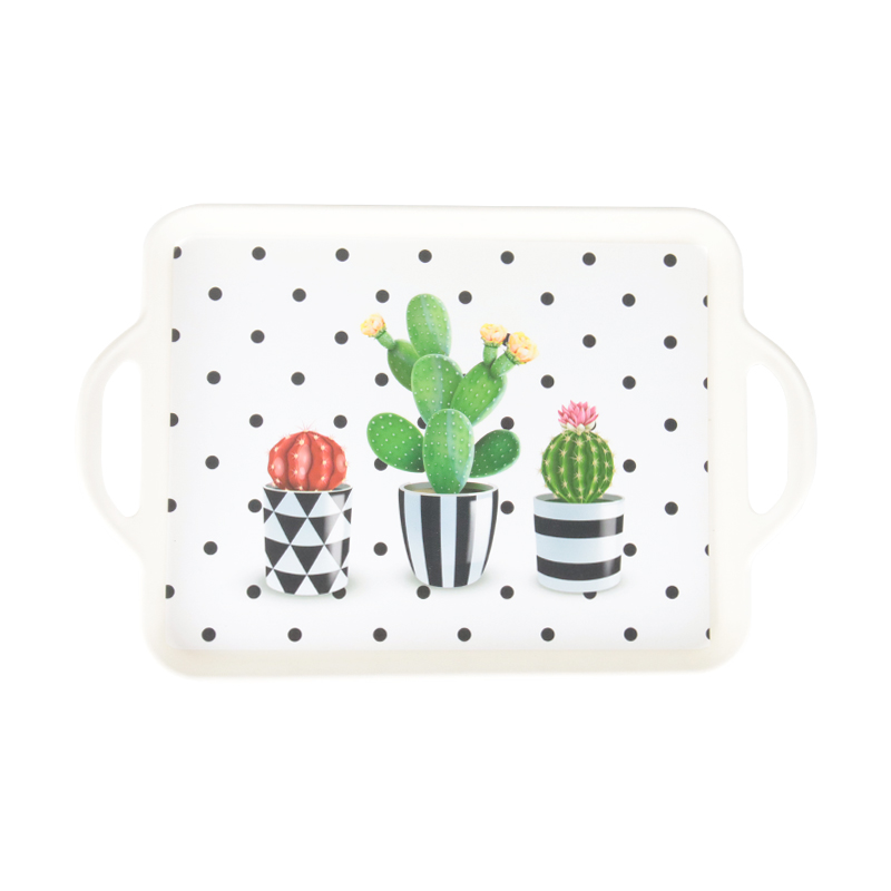 PLATEAU DECO PLASTIQUE 39X26 CM MIX BLANC NOIR 