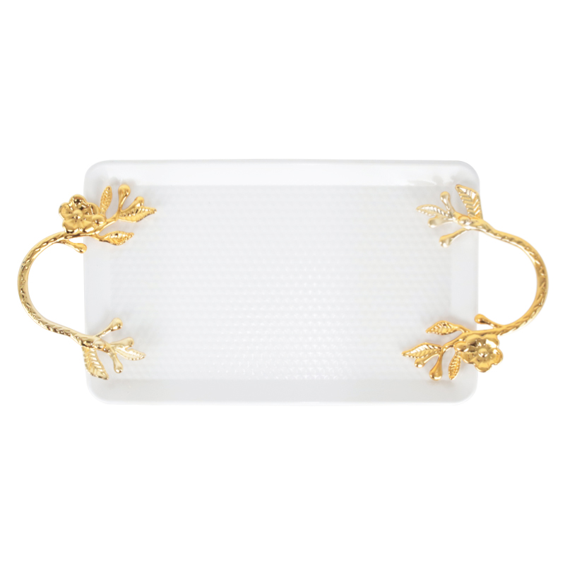 PLATEAU DECO METAL RECTANGULAIRE 29X18 CM MIX BLANC / NOIR