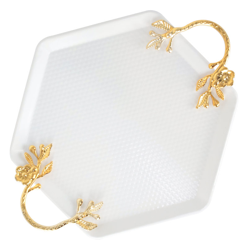 PLATEAU DECO METAL 29 CM MIX BLANC / NOIR
