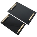SET 2 PLATEAU DECO VERRE NOIR POIGNEE OR 26X17 CM + 33X23 CM 