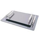 SET 2 PLATEAU DECO MIRROIR POIGNEE ARGENT 26X17 CM + 33X23 CM 