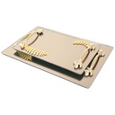 SET 2 PLATEAU DECO MIRROIR POIGNEE OR 26X17 CM + 33X23 CM DESIGN FEUILLE