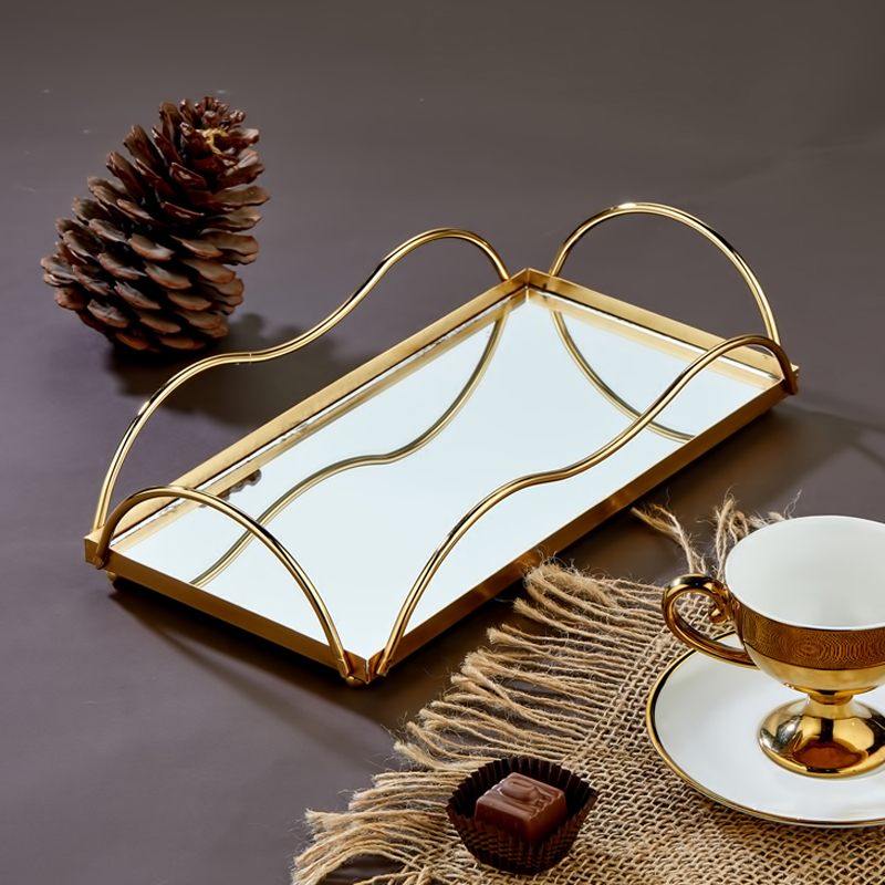 PLATEAU DECO METAL 26X13 CM MODELE OR 