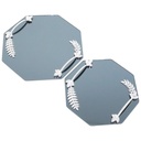 SET 2 PIECES PLATEAUX OCTOGONAL VERRE MODELE FEUILLE AVEC POIGNEE ARGENTE MODELE NOIR