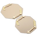 SET 2 PIECES PLATEAUX OCTOGONAL VERRE MODELE FEUILLE AVEC POIGNEE OR MODELE OR
