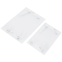 SET 2 PLATEAUX DECO RECTANGULAIRE VERRE TRANSPARENT ET POIGNEE ARGENT MODELE FEUILLE