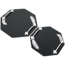 SET 2 PIECES PLATEAUX OCTOGONAL VERRE MODELE FEUILLE AVEC POIGNEE ARGENT MODELE NOIR