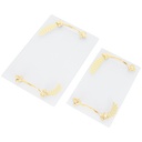 SET 2 PIECES PLATEAUX RECTANGULAIRE VERRE AVEC FEUILLE ET POIGNEE OR MODELE TRANSPARENT