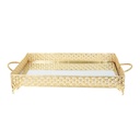 PLATEAU DECO METAL RECTANGULAIRE 37 CM MODELE OR 