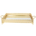 PLATEAU DECO METAL RECTANGULAIRE 43 CM MODELE OR 