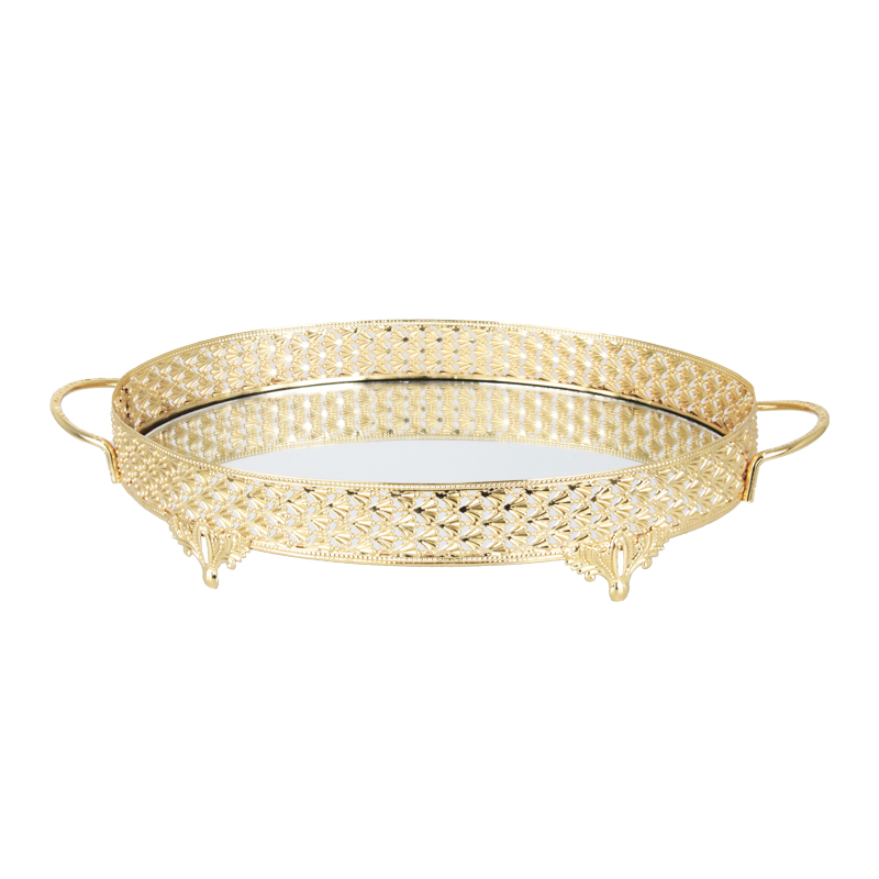 PLATEAU DECO METAL ROND 35 CM MODELE OR 