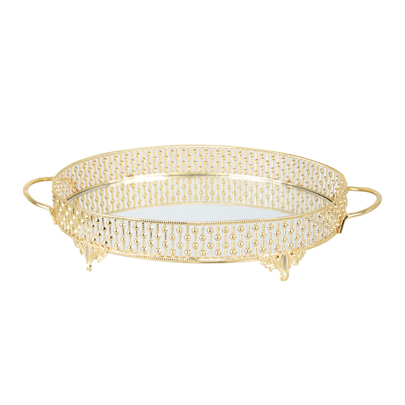 PLATEAU DECO METAL ROND 35 CM MODELE OR 