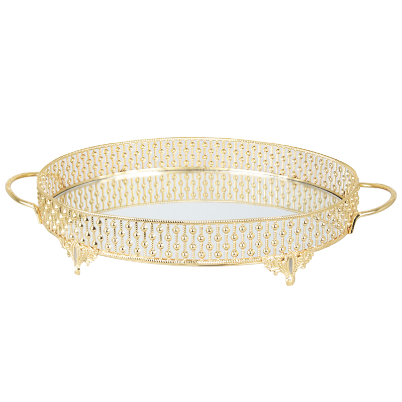 PLATEAU DECO METAL ROND 42 CM MODELE OR 