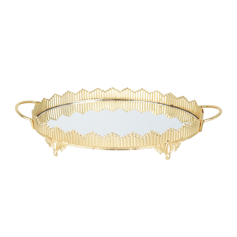 PLATEAU DECO METAL ROND 35 CM MODELE OR 