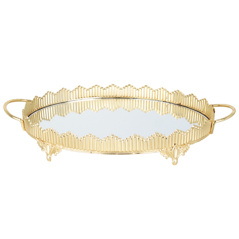 PLATEAU DECO METAL ROND 42 CM MODELE OR 