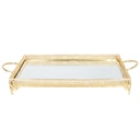 PLATEAU DECO METAL RECTANGULAIRE 43 CM MODELE OR 