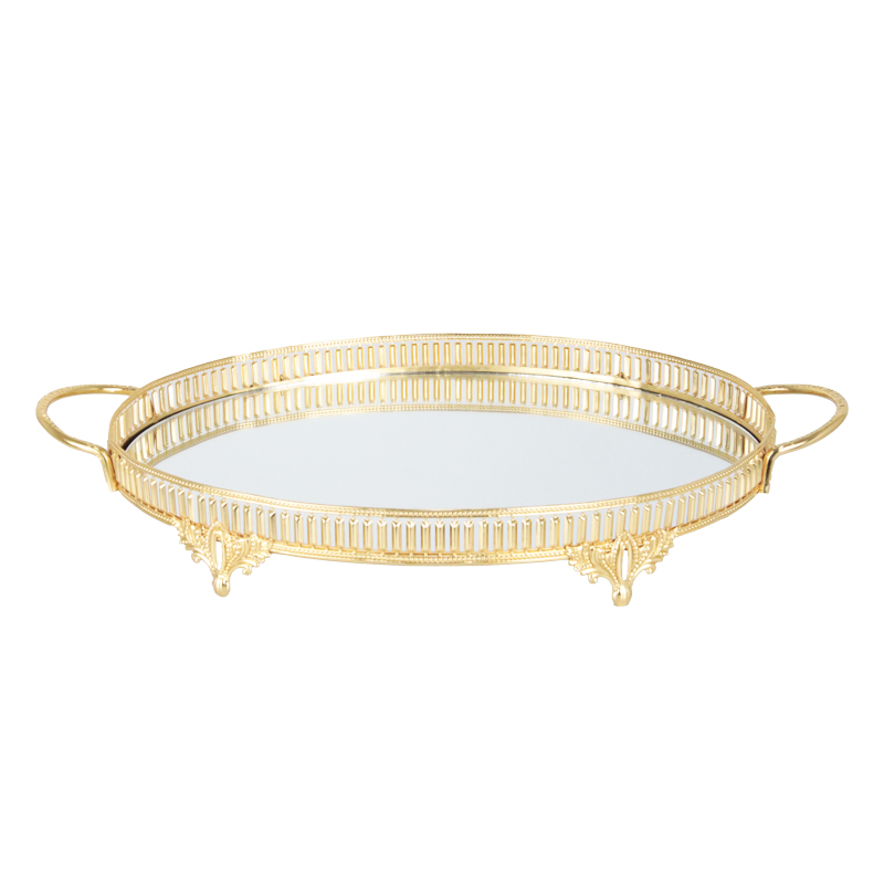 PLATEAU DECO METAL ROND 35 CM MODELE OR 