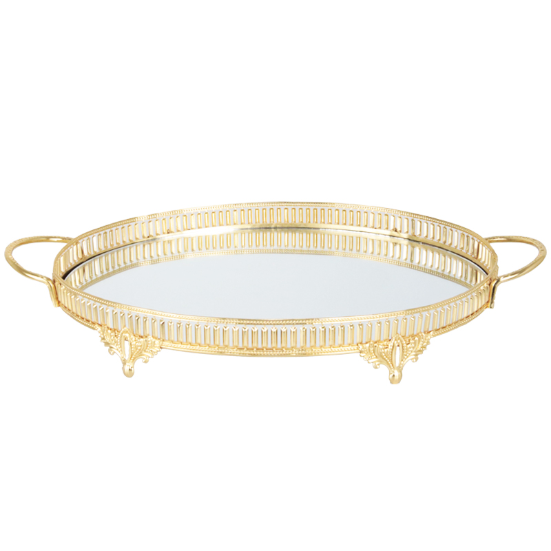 PLATEAU DECO METAL ROND 42 CM MODELE OR 