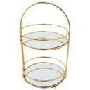 PRESENTOIR DECO METAL ROND 2 NIVEAUX MODELE OR