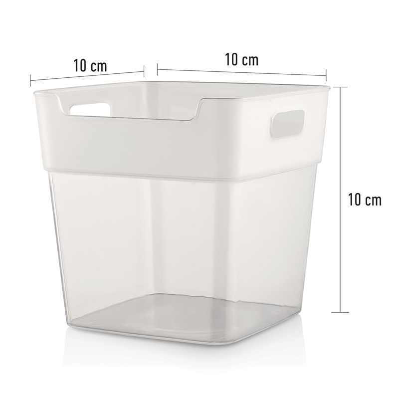 ORGANIZER PLASTIQUE 10X10X10 CM 750 CC. MODELE TRANSPARENT
