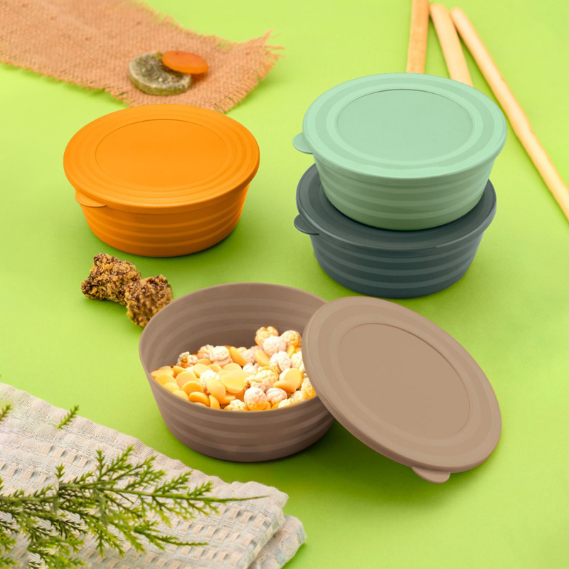 SET 3 BOLS PLASTIQUE AVEC COUVERCLE 400 CC