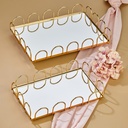 SET 2 PLATEAUX DECO METAL 38X26 CM / 32X19 CM MODELE OR 