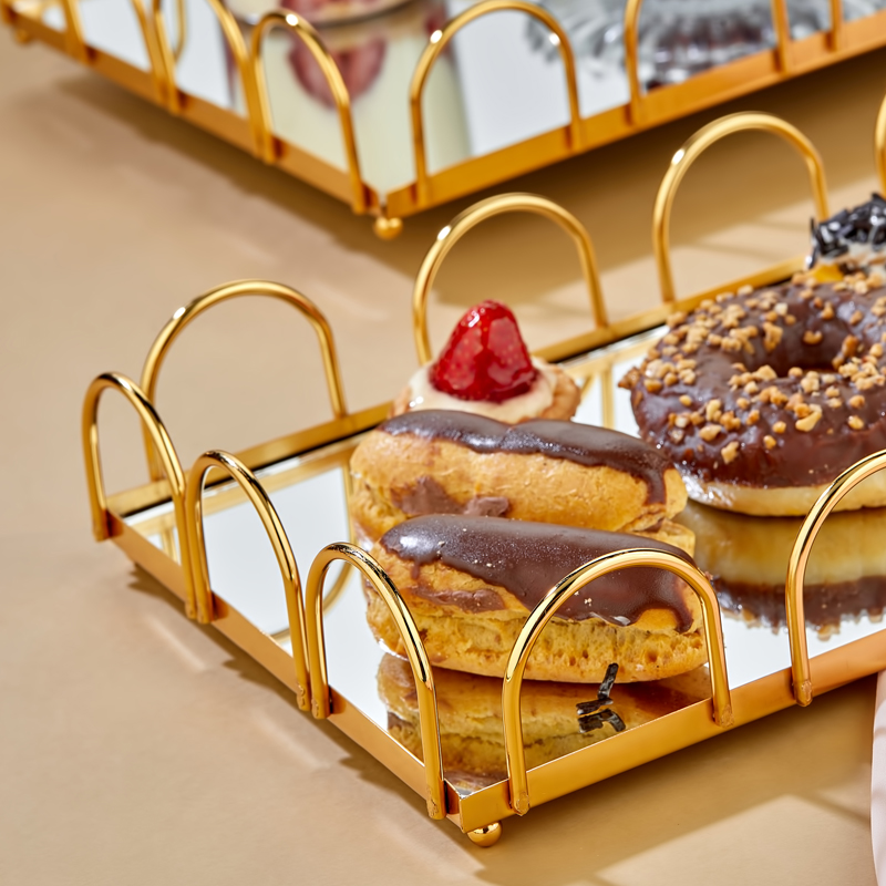 SET 2 PLATEAUX DECO METAL 38X26 CM / 32X19 CM MODELE OR 