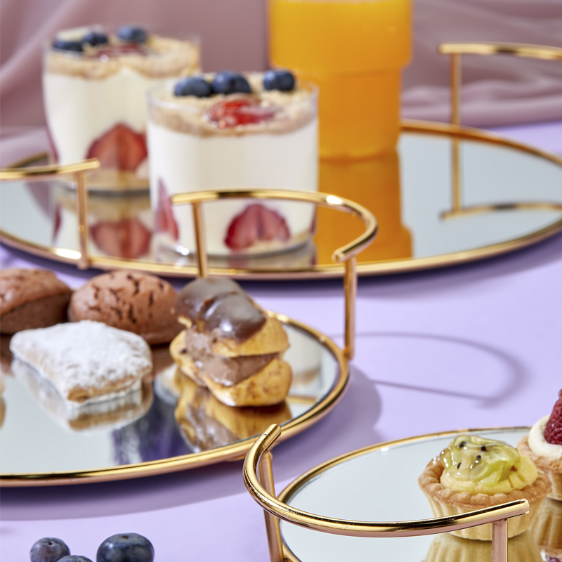SET 3 PLATEAUX DECO METAL 20 CM / 25 CM / 30 CM MODELE OR 