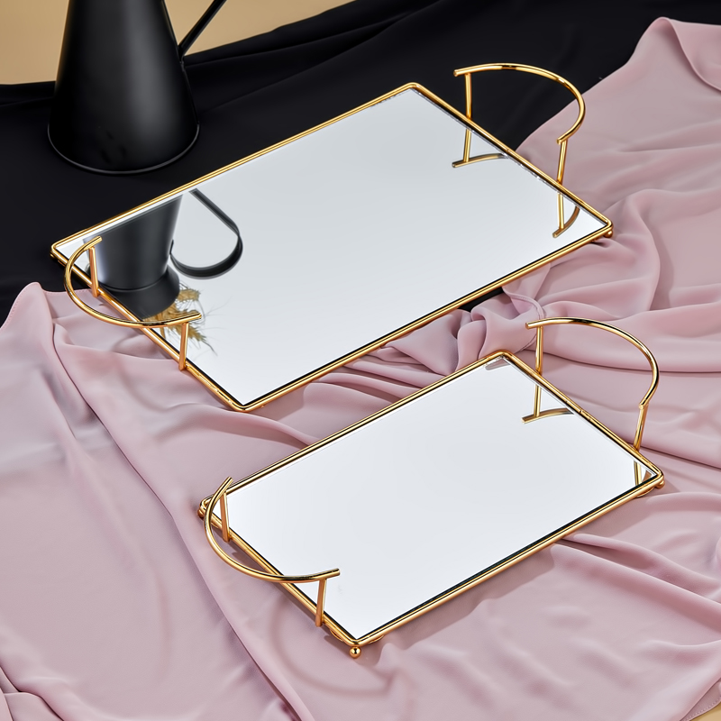 SET 2 PLATEAUX DECO METAL 36X25 CM / 27X18 CM MODELE OR 