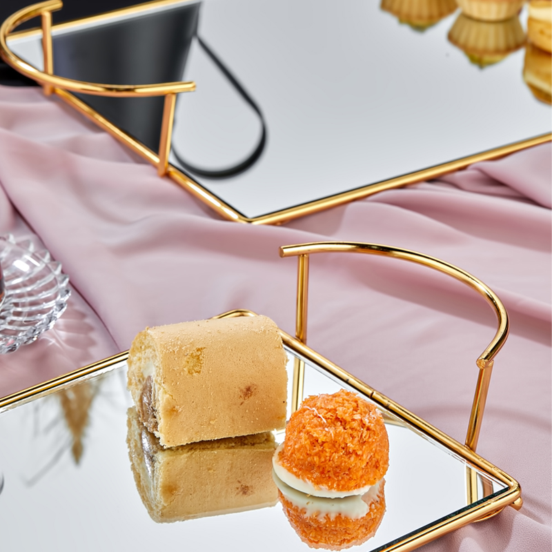 SET 2 PLATEAUX DECO METAL 36X25 CM / 27X18 CM MODELE OR 