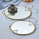 SET 2 PLATEAUX DECO METAL 25 CM / 30 CM MODELE OR 