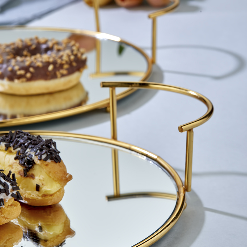 SET 2 PLATEAUX DECO METAL 25 CM / 30 CM MODELE OR 