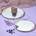 SET 2 PLATEAUX DECO METAL ROND 25 CM / 30 CM MODELE OR 