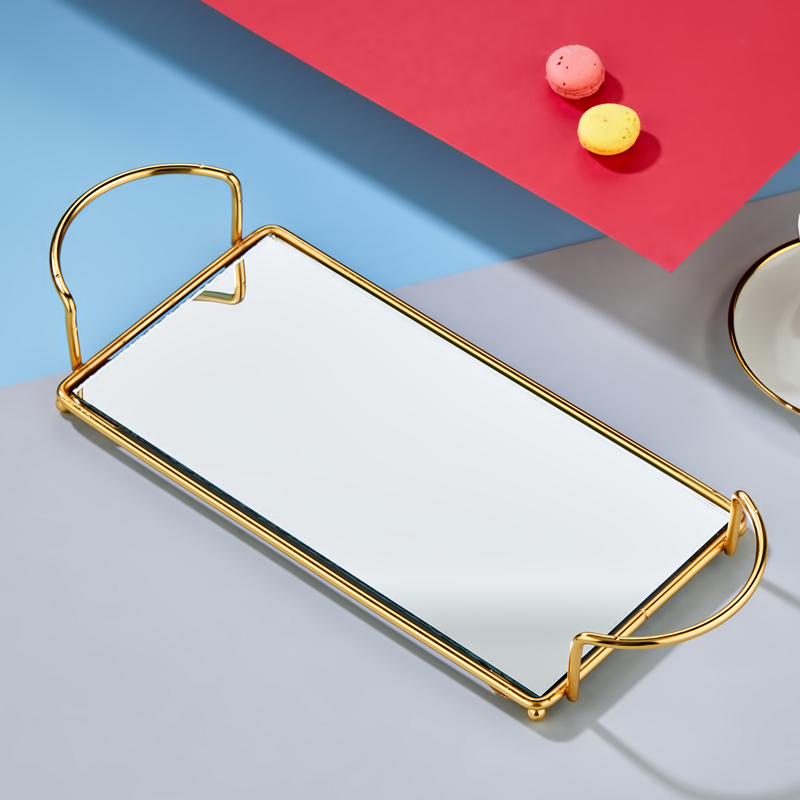 PLATEAU DECO METAL RECTANGULAIRE 27X14 CM MODELE OR 