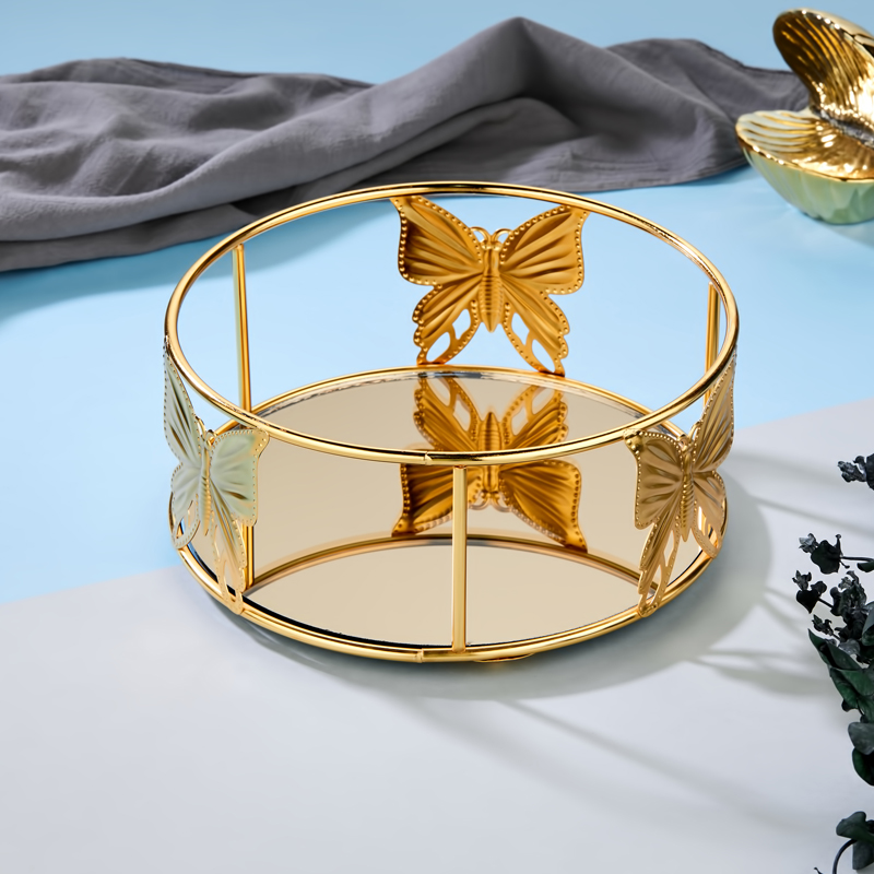 PLATEAU DECO METAL 20 CM MODELE OR MIRROIR BRONZE
