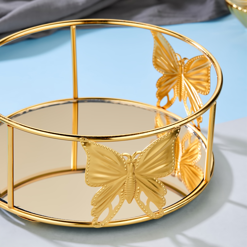 PLATEAU DECO METAL 20 CM MODELE OR MIRROIR BRONZE