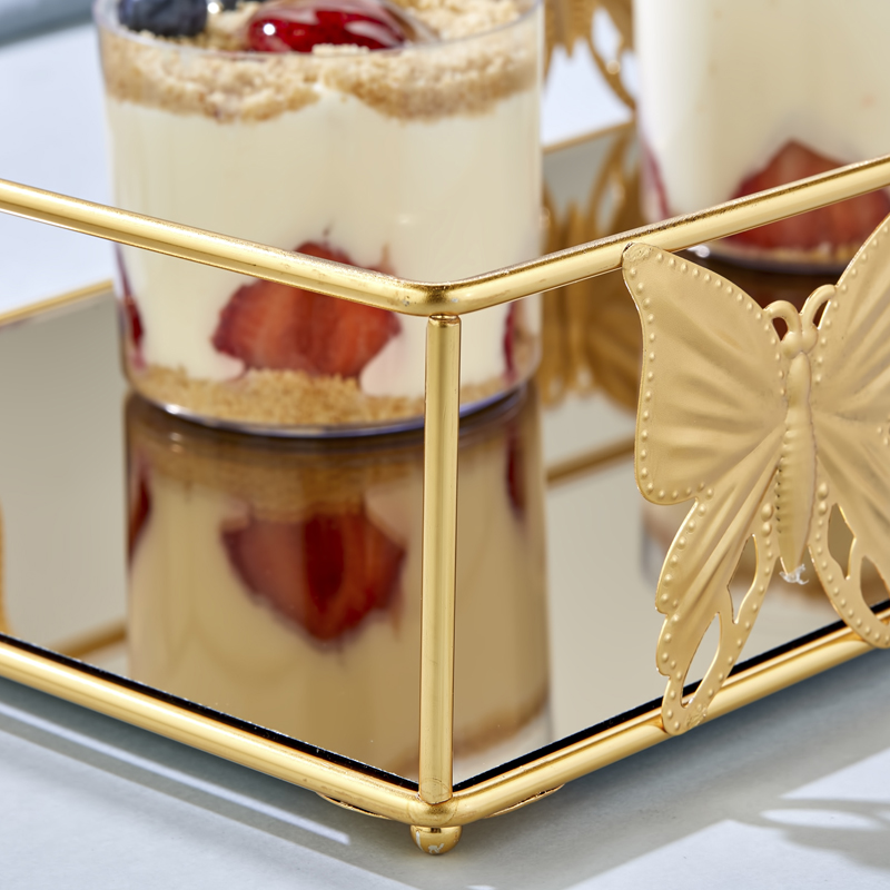 PLATEAU DECO METAL 36X23 CM MODELE OR MIRROIR BRONZE