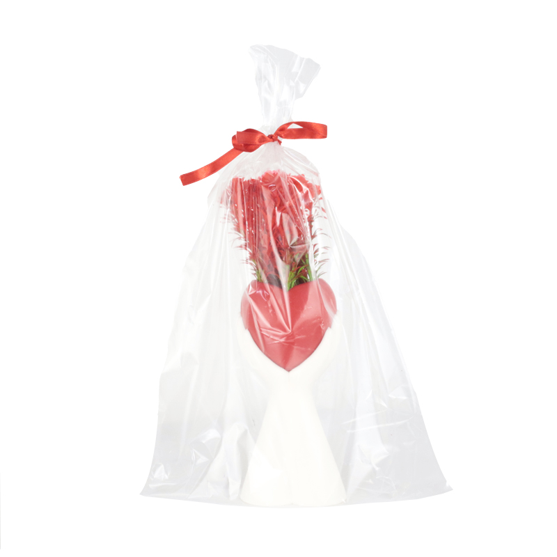 FLEUR DECO CŒUR ROUGE 28X6 CM ROUGE/BLANC