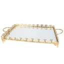 PLATEAU DECO METAL RECTANGULAIRE 37X24 CM MODELE OR 