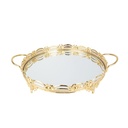 PLATEAU DECO METAL ROND AVEC POIGNEE 30 CM MODELE OR 
