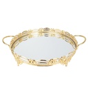PLATEAU DECO METAL ROND AVEC POIGNEE 35 CM MODELE OR 