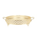 PLATEAU DECO METAL ROND AVEC POIGNEE 30 CM MODELE OR 