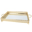 PLATEAU DECO METAL RECTANGULAIRE 37X24 CM MODELE OR 