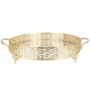 PLATEAU DECO METAL ROND AVEC POIGNEE 35 CM MODELE OR 