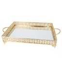 PLATEAU DECO METAL RECTANGULAIRE 37X24 CM MODELE OR 