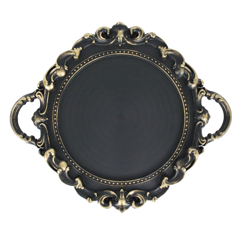 PLATEAU DECO PLASTIQUE CASABLANCA 30 CM MIX BLANC/NOIR/OR
