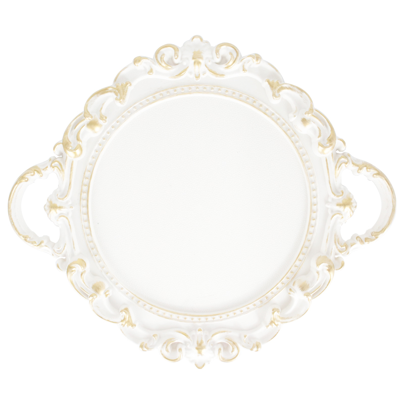 PLATEAU DECO PLASTIQUE CASABLANCA 30 CM MIX BLANC/NOIR/OR