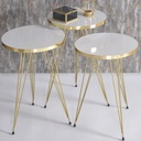 SET 3 TABLES DIAMETRES 33 CM PIEDS METAL. HAUTEUR 48/51/54 CM 