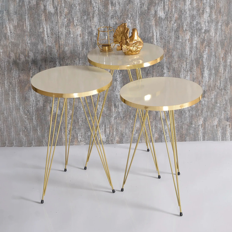 SET 4 TABLES : 3 X DIAMETRES 33 CM + TABLE 90X50X43 CM 